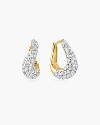 Ania Haie Gold Pavé Wave Huggie Hoop Earrings E079-13G