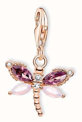Thomas Sabo Dragonfly Charm - 18K Rose-Gold Plated 925 Sterling Silver, Multicoloured Zirconia 1873-323-7