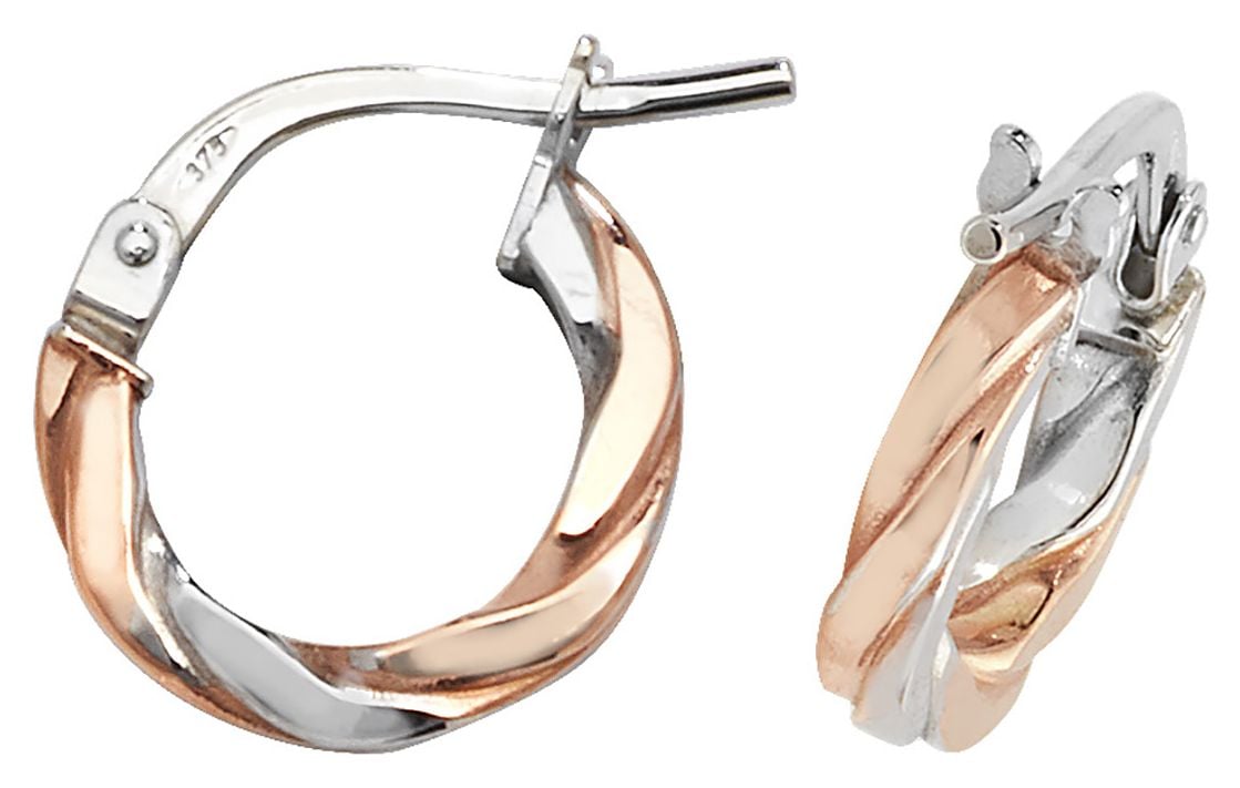 Treasure House ER1041RW-08 9ct Rose/White Gold 08mm Hoop Jewellery