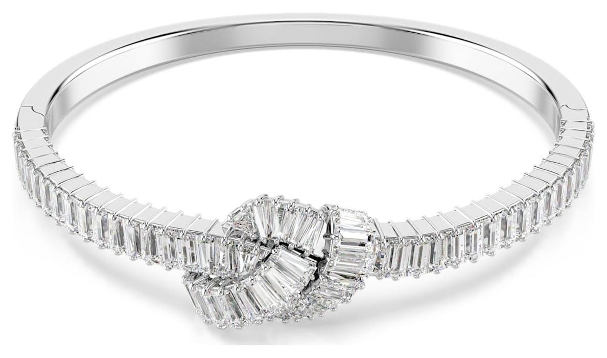 Swarovski 5727117 Matrix Bangle Baguette Cut, Knot, White, Jewellery
