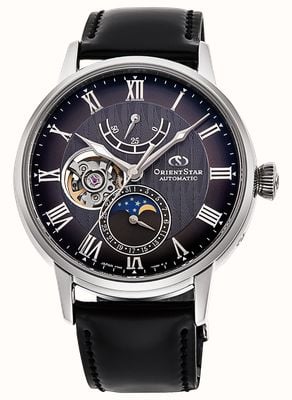 Orient Star M45 Mechanical Moonphase (41mm) Black Dial / Black Leather Strap RE-AY0107N00B