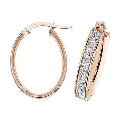 Treasure House ER1023R-V3 9k Rose Gold Oval Hoop Earrings Jewellery