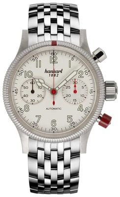 Hanhart PIONEER Mk II Automatic Chronograph (40mm) Antique White Dial / Stainless Steel Bracelet 716.200-6428