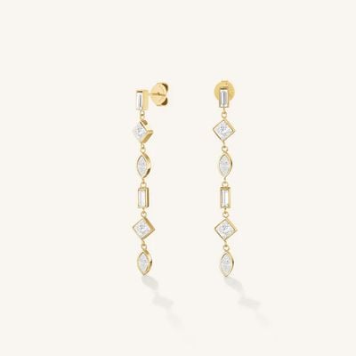 Rosefield Jewellery Playful Crystals Pendant Drop Gold Earrings JECPG-J1169