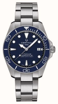 Certina DS Action Diver Powermatic 80 (40.5mm) Blue Dial / Titanium Bracelet C0484074404100