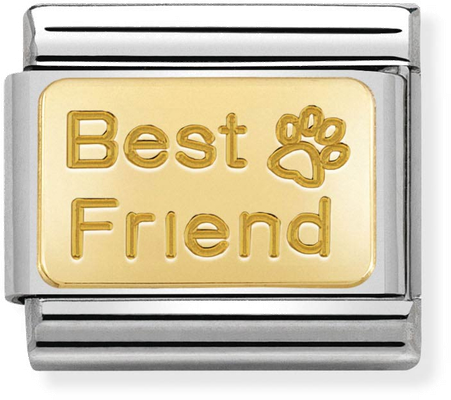 Nomination Classic Best Friend Footprint 18ct Gold & Steel Charm 030121/50