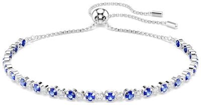 Swarovski Matrix Tennis Bracelet, Mixed Round Cuts, Blue, Rhodium Plated 5725854