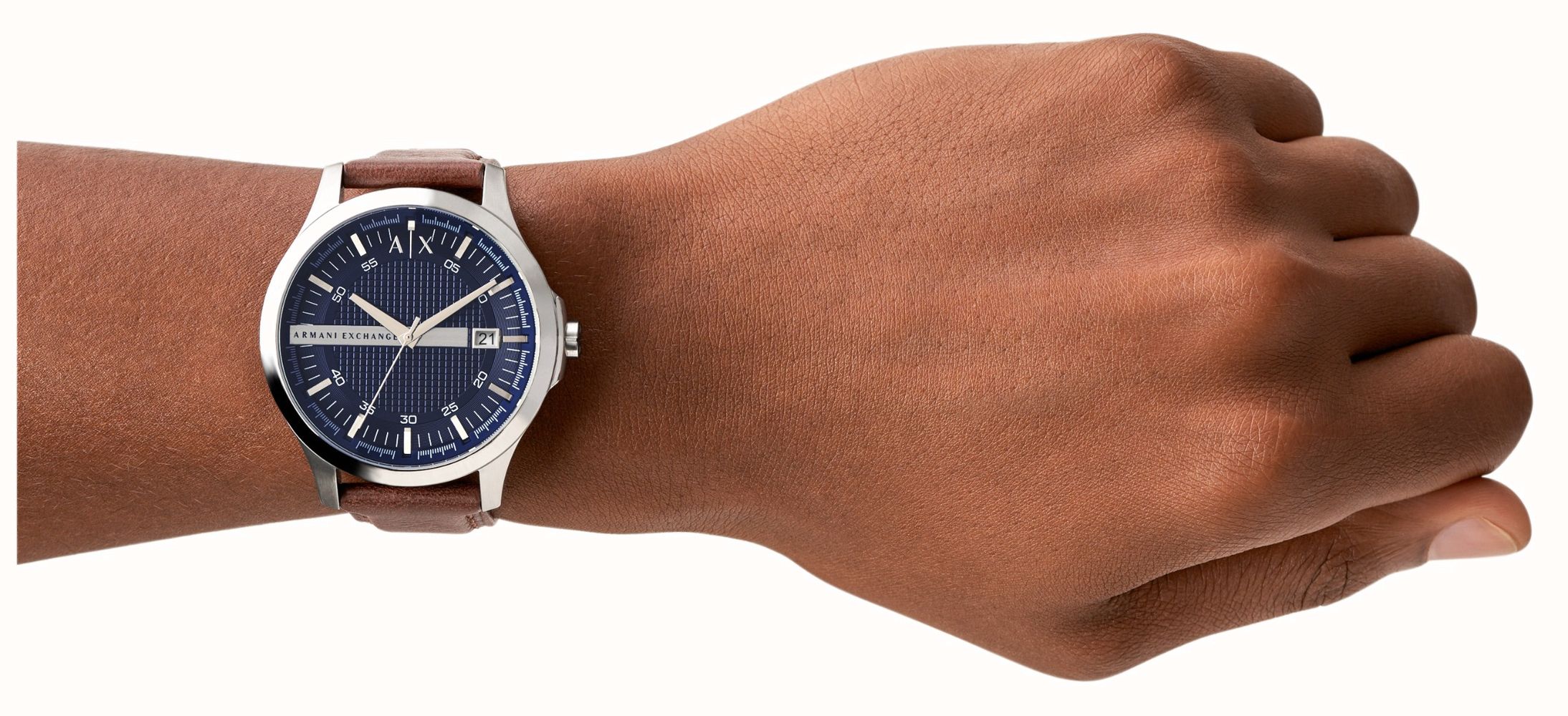 Armani Exchange Men's | Blue Textured Dial | Brown Leather Strap AX2133 ...