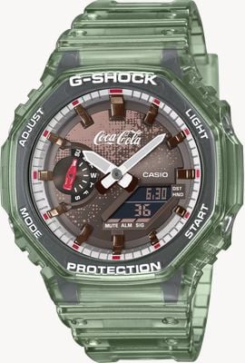 Casio G-Shock x Coca-Cola 2100-Series Special Edition (45.4mm) Brown Dial / Transparent Green Resin Band GA-2100CC-3AER
