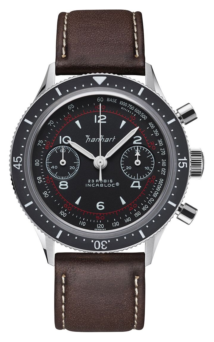 Hanhart H703.215-8110 415 ES Pure (39mm) Black Dial / Dark Watch