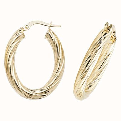 James Moore TH 9ct Yellow Gold Oval Hoop Earrings ER1059-V2