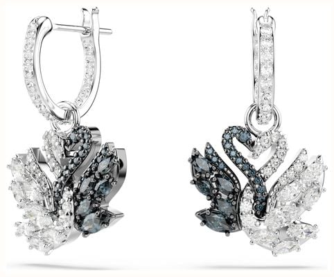 Swarovski Swan Drop Earrings Black Mixed Metal Finish 5705728