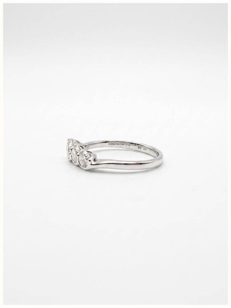 James Moore & Co 0.80ct Round Brilliant Natural Diamond 18ct White Gold Trilogy Ring J27779 - alternate view 2