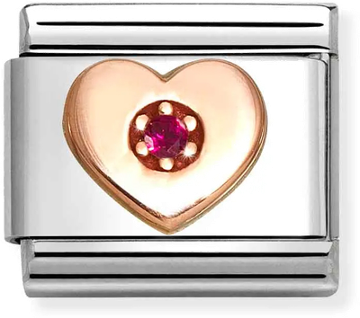 Nomination Symbols In Stainless Steel With 9k Rose Gold And CZ Red Heart Charm 430305/41