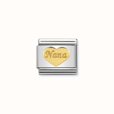 Nomination Composable Classic SYMBOLS And Steel And 18k Gold Nana Heart 030162/43