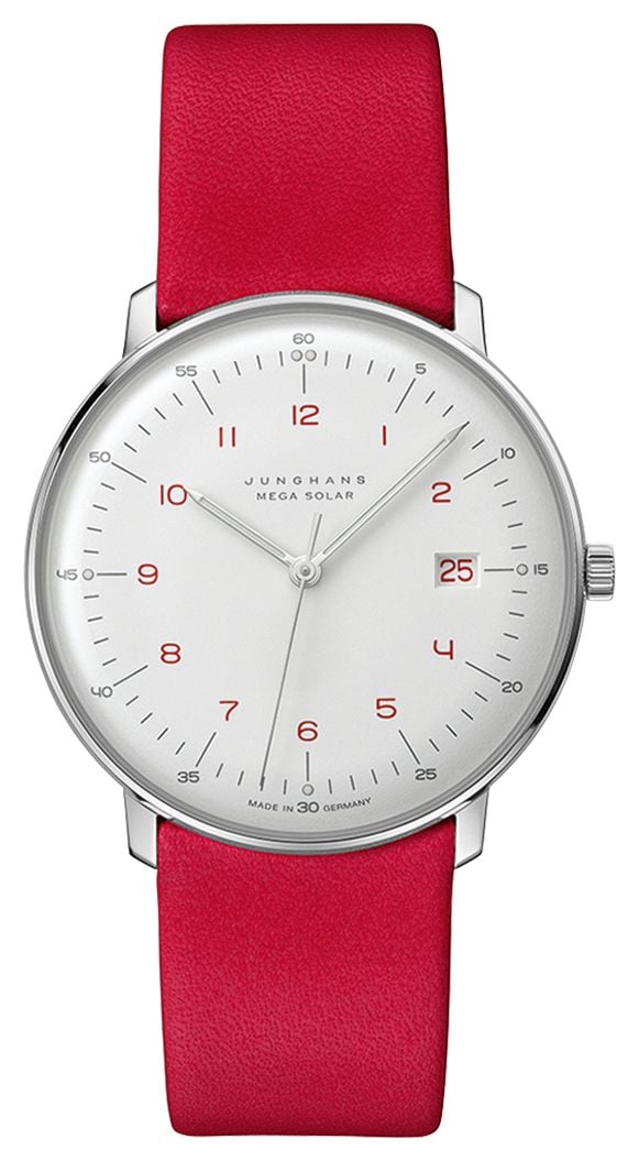 Junghans 59/4325.02 max bill MEGA Solar | White Dial | Red Watch