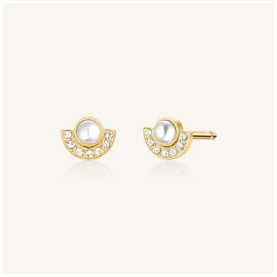 Rosefield Jewellery Modern Pearl Studs Gold Earrings JEMPG-J1291