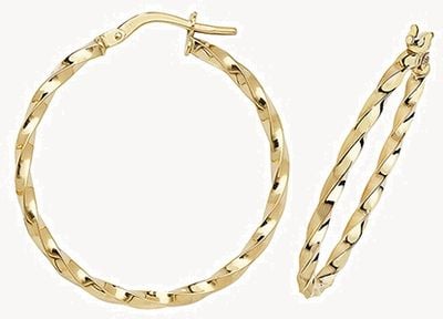 Treasure House 9k Yellow Gold Hoop Earrings 25 mm ER1008-25