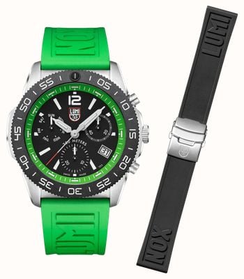 Luminox Pacific Diver Chronograph (44mm) Black Green Dial / Green and Black Rubber Strap Set XS.3157.NF.SET