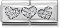 Nomination Classic Three Hearts Sterling Silver & Steel Charm 330732/02