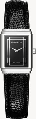 Herbelin Art Deco Empire Acier Black Calfskin Leather 17577AP04N