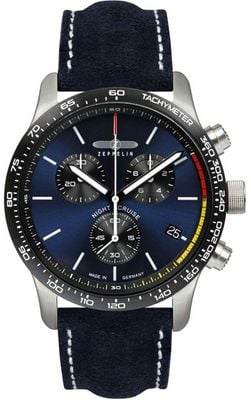 Zeppelin Night Cruise Quartz Chronograph (43mm) Blue Dial / Blue Leather Strap 7288-3