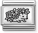 Nomination Classic PLATES Steel And Silver Sterling Silver Hedgehog Flowers Charm 330111/29