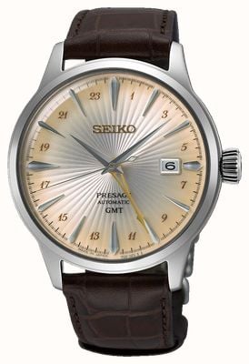 Seiko Presage ‘Acacia’ Cocktail Time GMT (40.5mm) Cream Dial / Brown Leather Strap SSK041J1