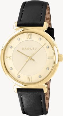 Radley Roman Crescent (35mm) Gold Dial / Black Leather Strap RY21858