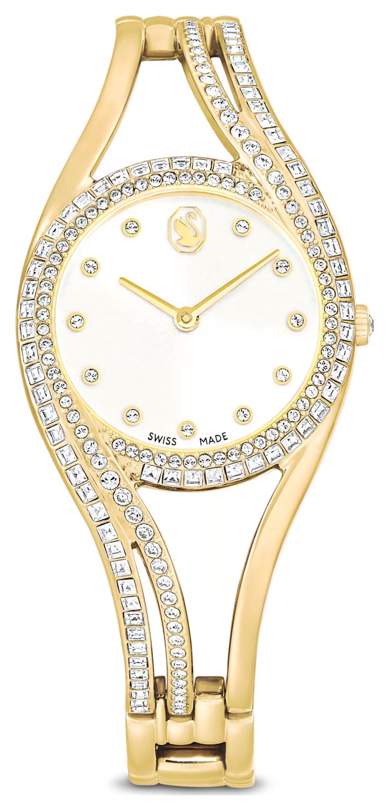 Swarovski 5754534 Hyperbola Bangle (28mm) White Dial / Gold Watch