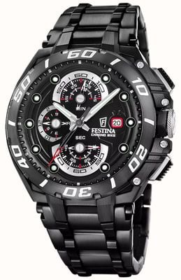 Festina Chrono Bike 2026 Special Edition (46mm) Black Dial / Stainless Steel Bracelet & Black Rubber Strap F20756/1