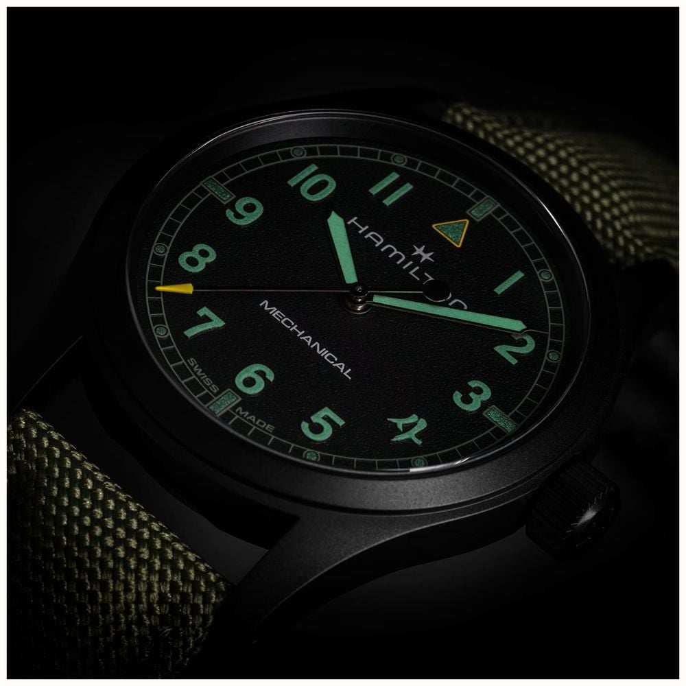 Hamilton Khaki Field Mechanical *Call of Duty - Modern Warfare 4* (38mm) Black Dial / Green Textile Strap H69469930 - alternate view 2