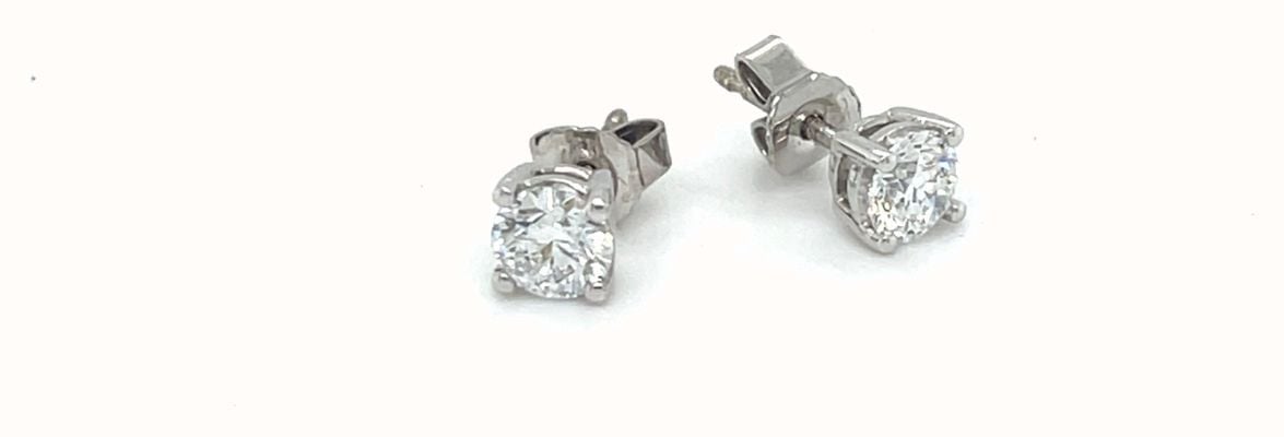 clarks diamonds Lab Grown Diamond Earrings 18ctW/G Certiified 1ctTotal Round J75607