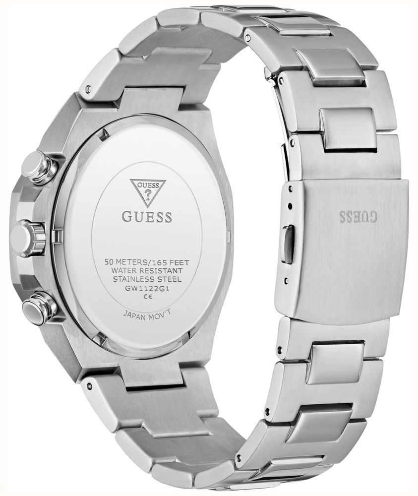 Guess Men's Blake Blue Sunray Dial Silver-Tone Stainless Steel Bracelet GW1122G1 - alternate view 4