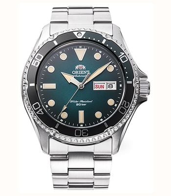 Orient Mako Vintage Day-Date Automatic (41.8mm) Green Gradient Dial / Stainless Steel Bracelet RA-AA0811E39B