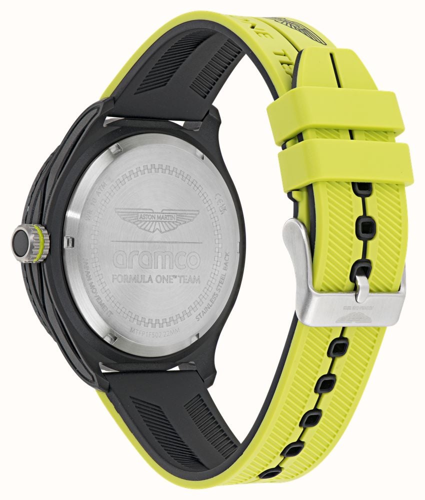 Aston Martin Aramco Formula One™ Team PIT W Quartz Multifunction (46mm) Black Dial / Yellow Silicone Strap MTFP1F502 - alternate view 4