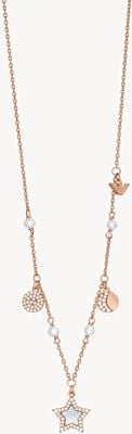 Emporio Armani Women's Rose Gold-Tone Star Pendant Brass Necklace EGS3106221