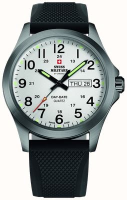 Swiss Military by Chrono Men's Day-Date (42mm) White Dial / Black Silicone Strap SMP36040.21