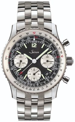 Sinn 903 St II The Navigation Chronograph (41mm) Black Sunburst Dial / Fine-Link Stainless Steel Bracelet 903.090-BRACELET