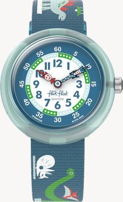 Flik Flak Living History (31.85mm) Blue and White Dial / Blue Recycled PET Fabric Strap FBNP229