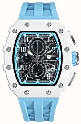 TSAR BOMBA Elemental Series Bio-Ceramic Quartz (43.5mm) Black Dial / Light Blue Silicone Strap TB8204B-02