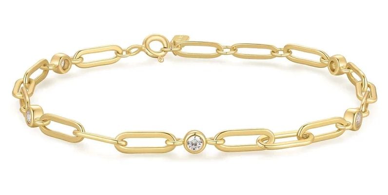 Ania Haie B069-01G Gold Bezel Station Paper Clip Chain Jewellery