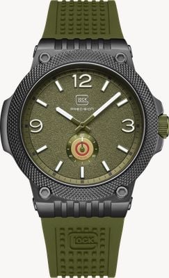 GLOCK Precision Small-Seconds Quartz (43mm) Olive Green Textured Dial / Army Green Silicone RTF Strap GW-43-2-24