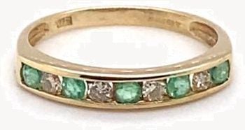 Perfection Diamond 9k Yellow Gold Emerald Diamond 9 Eternity Ring J53088