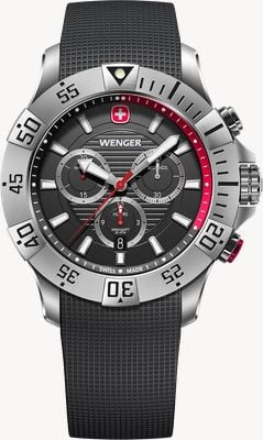 Wenger Seaforce Quartz Chronograph (43mm) Black Dial / Black Silicone Strap 01.0643.122