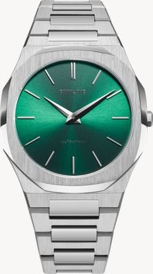 D1 Milano Ultra Thin Scarebeo (40mm) Green Sunray Dial / Stainless Steel Bracelet UTBJ37