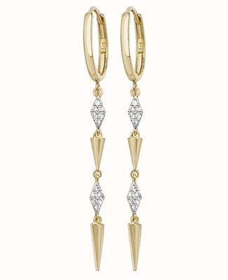 James Moore TH 9k Yellow Gold Cubic Zirconia Drop Earrings ER1094