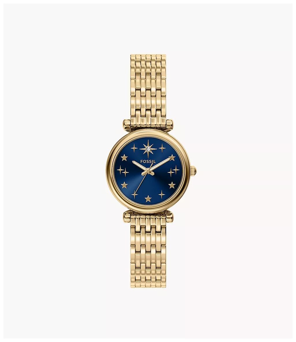 Fossil ES5521 Carlie 28 mm Three-Hand Gold-Tone Stainless Watch