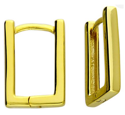 James Moore CME H5599/Y Silver Gold Plated Rectangle Huggies Jewellery