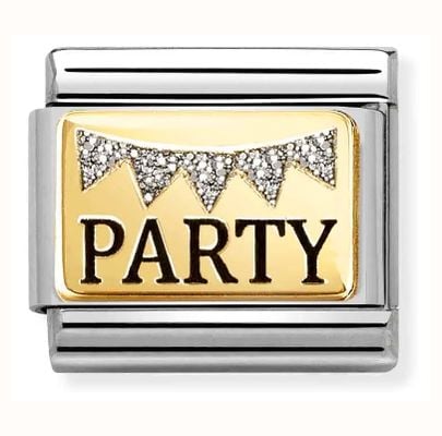 Nomination Composable Classic Link PARTY Glitter Bunting Gold Plated Stainless Steel 030289/09